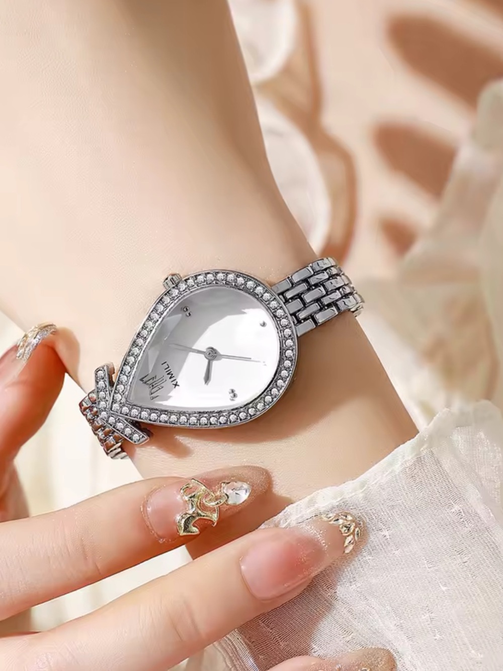 Nordstrom Silver Teardrop Crystal Bracelet Watch